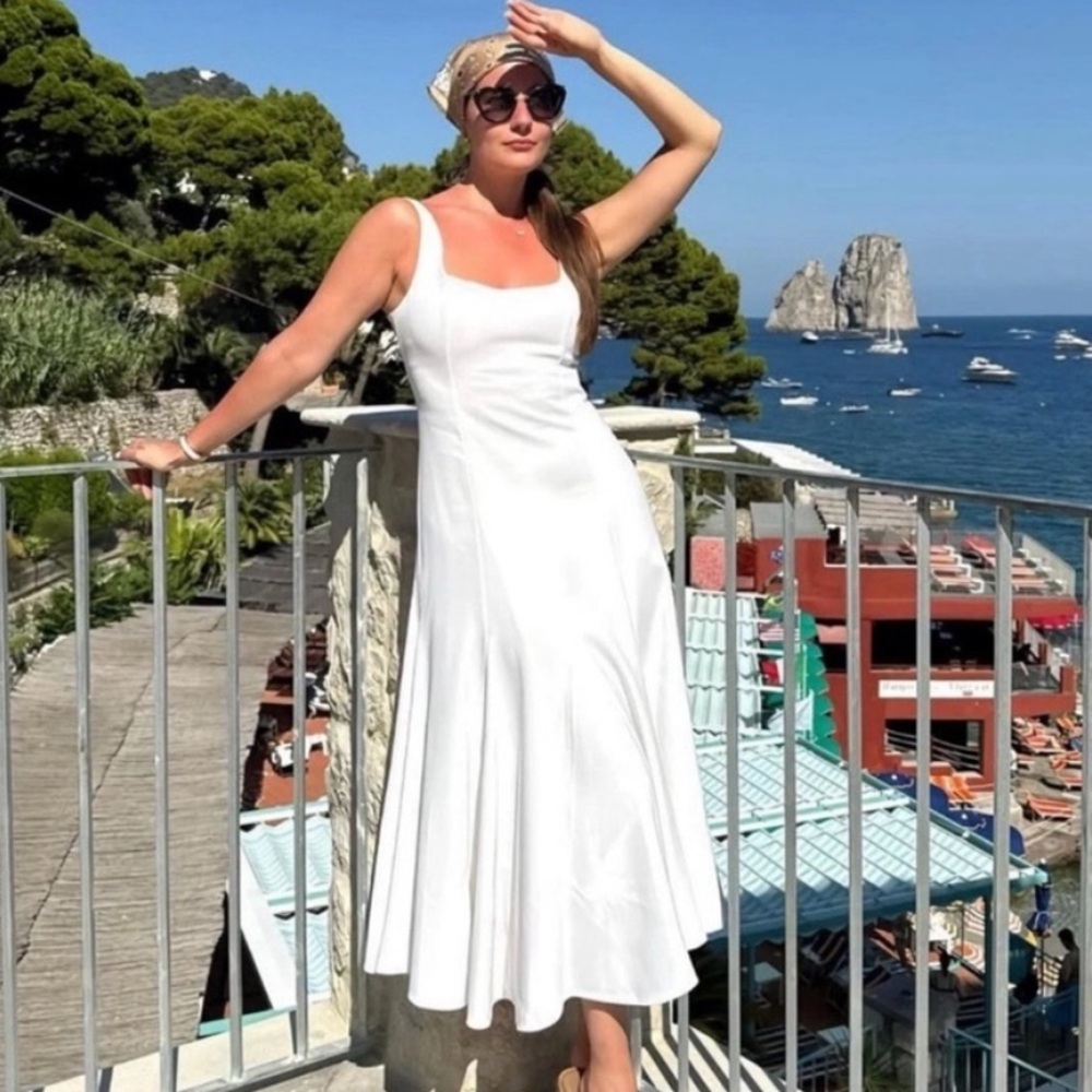 Zara Elegant White Midi Dress